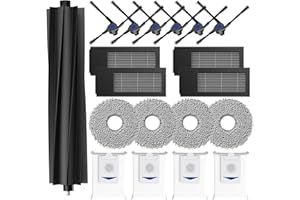 YONEENAIR 19 Stück Zubehör für Ecovacs Deebot X2 Omni/ X2/ X2 Pro Saugroboter Roboter,1 Hauptbürste, 4 HEPA-Filter, 4 Wischmopp-Pads,4 Staubbeutel, 6 Seitenbürsten,Zubehör-Set Ersatzteile Set für X2 Omni