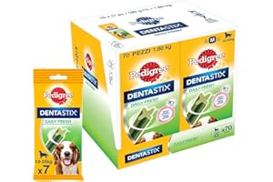 Pedigree Dentastix Fresh 70 Snack per la Igiene Orale (Cane Medio 10-25 kg) 180 g 7 Bastoncini - 10 Pacchetti (70 Bastoncini in totale)