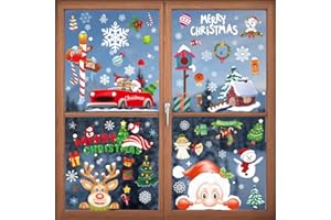 SINCHEREU 177 Adesivi per Finestre di Natale 9 Fogli Window Sticker Decor Fiocchi di Neve Fiocchi di Neve Immagini per Porte, Vetrine, Frontali in vetro, Decorazione Natalizia Riutilizzabile