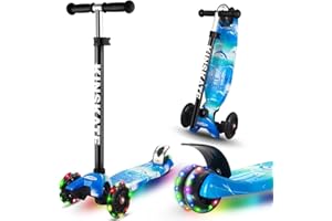 CUTEMELO Patinete Niños con 3 Ruedas LED para Niño y Niña de 3 a 12 Años Scooter Infantil Manillar de Altura Ajustable de 68 a 79 cm