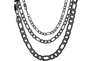 Suplight Chaîne acier inoxydable 316L Argent/Noir/Plaqué Or Punk Miami Collier Cubaine/Boîte Carrée/Chaîne Figaro Bijoux pour Homme Femme 4MM 6MM 9MM