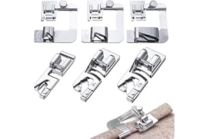 RUMGUG 6 Stücke Nähfüsse Edelstahl, Schmaler Rollsaum Druckfuß Nähfuß Set (3/4/6 mm) Breiten Rollsaumfuß (4/8, 6/8, 8/8 Zoll) Saumfuss Presser Foot Fuß Nähmaschinenfüße für Elina Janome Toyota Brother W6