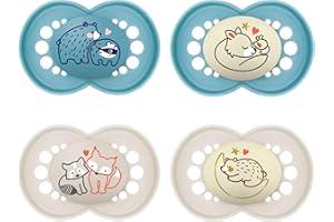 MAM Original Day & Night Matt Schnuller | 6-16 Monate | Schnuller-Set | 94% Akzeptanz | beugt Zahnfehlstellungen vor | mit Zahnmedizinern entwickelt | SkinSoft Silikon | Bär/Fuchs | 4 Stück