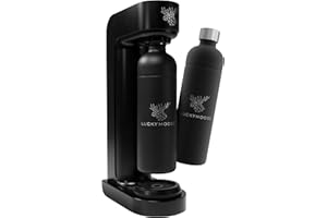 Luckymoose Infinity Wassersprudler mit 2x 1,25L langlebigen, spülmaschinenfesten Edelstahlflaschen – CO₂-sparende Sprudelwasser Maschine – Kompatibel mit den blauen 60l CO₂-Zylindern