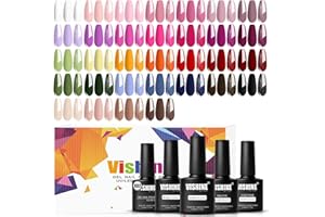 Vishine Gel Nail Polish Kit 32 Colors Classic Series Black White Red Nude Pink with 4Pcs Base and Glossy Matte Glitter Top Coat All Seasons Nails Art Kit DIY Salon at Home Manicure Set