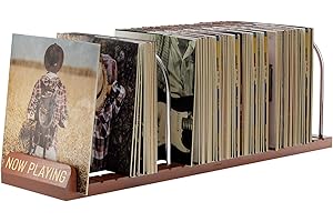 BS-VOG Now Playing Vinyl Record Stand, 150 LP Vinyl Record Storage with Non-slip Grooves, Wood Now Spinning Vinyl Record Holder for Albums Magazine Rack Organizer Record Display, Gift Package