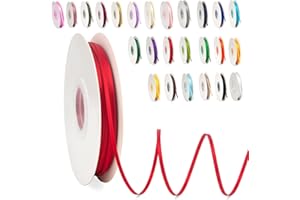 POPOYU Satinband Rot 3mm, 91m Satinbänder Schleifenband Dekoband Doppelseitig Geschenkband Geschenkverpackung Bänder zum Luftballons Blume Handgefertigt Weihnachten Wide Satin Ribbon 0.3CM for Wedding Car
