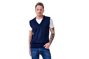 Bay eCom UK Men’s Plain Knitted v Neck Classic Sleeveless Cardigans Tops Tank Jumpers Size S to 5XL
