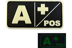 LEGEEON Glow in the Dark A POS Blood Type Morale Tactical PVC Rubber 3D Hook Patch