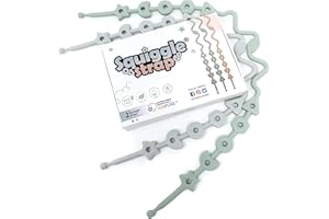 THUMBLE Squiggle Strap® 2pcs Antimicrobial Silicone Toy Safety Strap. Food Grade Silicone Toy Clip for Strollers, High Chair, Car Seat, Baby Gym. For Teethers, Sippy Cup Handles, Toys (Ether Blue + Cool Grey)