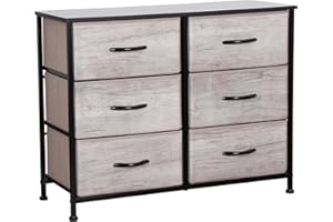 Requena Chest of Drawers, 6 Drawers with Wood Top and Large Storage Space, Easy to Install Organizer, for Bedroom, Living Room, Nursery, Hallway CD-5826-GREY-BLK