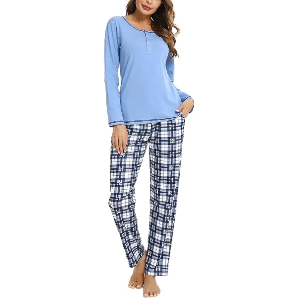 HANERDUN Damen Schlafanzug Langarm – Velours Pyjama-Set Mit V-Ausschnitt, Knopfleiste & Elastikbund