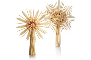 ‎COM-FOUR com-four® 2X Christbaumspitze als Weihnachtsbaumschmuck aus Stroh - Strohstern-Spitze für den Weihnachtsbaum - Christbaum-Schmuck - natürlicher Christbaum-Behang