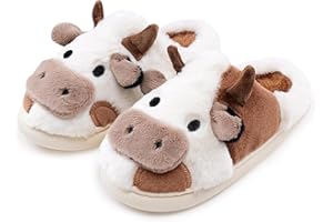 COSWIND Pantofole Donna Uomo Invernali Ciabatte di Mucca Caldo with Memory Foam Cartone Animato Sliders Morbido Peluche Interno Esterno Slippers