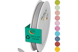 ‎HALBACH SEIDENBÄNDER Halbach Seidenbänder Geschenkband | Breite 10mm Länge 25m | Schleifenband made in Germany |Geschenkbänder in einer Vielzahl von Farben und Breiten, perfekt zum Verpacken und Dekorieren, Farbe: grau