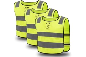 BOUTIKS Giletto di Sicurezza per Bambini con Carino Motivo Cane - Alta Visibilità (Confezione da 3) - Giletto Riflettente per Scuola, Asilo & Tempo Libero - Taglia Unica 5-12 Anni