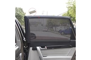 Anguxer 2 Pezzi Tendine Parasole Auto Bambini, Tendine Parasole Magnetica Finestrini Laterali, con Velcro Autoadesivo, Block Raggi UV Anti-Zanzara (Finestrino laterale posteriore, Maglia)