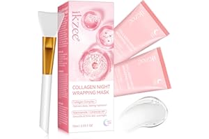 QLIGES Collagen Night Wrapping Mask, Masque Collagene Visage Peel Off Korean Face Mask pour Améliorer l'élasticité de la peau, l'hydrater, la lisser et la raffermir pendant la nuit (Rosa-2pcs)