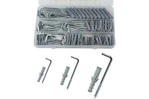 ErShiPing 180 Pcs Crochet a Visser, Crochet à Visser à Angle Droit, Crochets à Vis Droits, Crochet en L Mural pour Suspension en Bois, Bureau, Maison, avec Tube d'Expansion