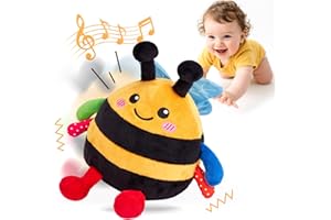 hahaland Giochi Neonato 6 mesi Interattivo - Ape Peluche Musicale 1 anno Giocattolo Gattonare per Tummy Time 3 6 9 12 mesi, Regalo Bambino 1 2 anni Compleanno