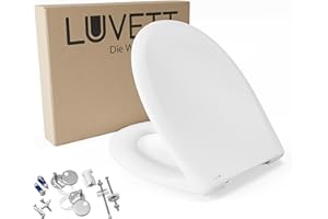 LUVETT® Toilettendeckel mit Absenkautomatik C770 oval, WC-Sitz mit 3 Befestigungsvarianten zur Wahl, Klobrille zum abnehmen aus antibakteriellem Duroplast, Farbe:Weiß