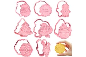 LIVESTN Lot de 8 Emporte pièces Noël,Emporte-pièces 3D en plastique,Moule à Biscuits pour Enfants de Noël avec poussoir,pour Décoration de Fondant, Cookie, Gâteau
