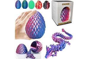 Veszoen Dragón Impreso en 3D, 30cm Dragón Articulado Impreso 3D, Cristal con Huevo de Dragón para Automóviles, Oficinas y Decoración del Hogar, Juguete de Escritorio(Láser Morado)
