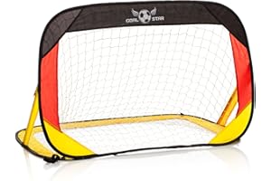 GOODS+GADGETS Goal Star Pop-Up But de Football Mur de But 120x80x80cm ; But de Football Automatique à Monter soi-même, Pliable avec Sac de Transport au Look Allemand