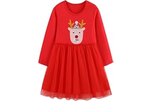 FILOWA Vestito Bambina Abiti Ragazza Paillettes Ricamo Cotone Tulle Striscia Floral Belle Estivi Manica Corta T-Shirt Abito Bimba 2-7 Anni