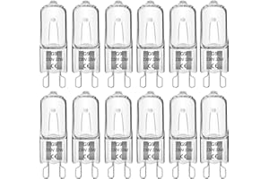 Liuyife G9 33W Halogen Light Bulbs Dimmable, 2700K Warm White, 460LM, G9 Capsule Bulb for Oven, Ceiling Light, Lava Lamp, Table Lamp, 12 Pack