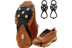 CHARMCHIC 2 Pièces Crampons Antidérapants, Crampons de Glace Universelles, Chaussures Bottes Hiver Universel, pour La Randonnée, l'escalade et La Randonnée, 36-45, Noir