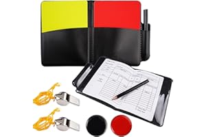 LYTONIX 21 Pezzi Cartellini Arbitro Calcio Kit, Set di Carte da Arbitro di Calcio, 4 Cartellini Rossi e Gialli, 2 Fogli Portafogli, 2 Accessori per Matite, per Competizioni, Attività Sportive Scolastiche