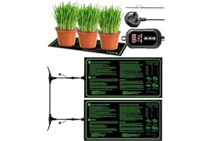 EVOLPOR Seedling Heat Mat, 2 Packs Plant Heat Mat with Digital Thermostat 5 to 42°C, IP67 Waterproof & Durable Reptile Amphibians Warmer Pad for Plants, Heated Propagator Hydroponic Germination 10" x 20.75"