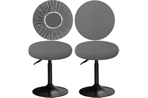 YINGAYOU Funda para Taburete Redondo 30-40cm Funda Banqueta Redonda con Jacquard, Elásticos, Suaves y Cómodos, El diseño es Sencillo y práctico (2, Gris)