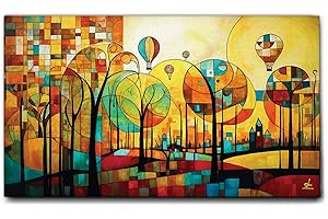 Giallobus - Quadro - 37 - Paese nel bosco - Tela Canvas Telaio Standard - 140x80 - Pronto da appendere - Quadri moderni per la casa