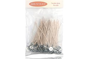 MILIVIXAY 100pcs ECO 8 Wicks for Soy Candles, 6.0inch Cotton & Paper Wicks, Pre-Waxed and Tabbed,ECO Wick for Soy Candle Making.