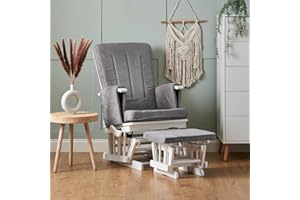 Obaby 7 Position Deluxe Reclining Glider Nursing Chair Stool, White