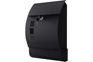 RPNB Wall-Mounted Letterbox, Lockable Weatherproof Post Box, Outdoor Mailbox with Newspaper Slot, Viewing Windows and Keys, Easy to Install