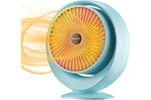 TECHEXTRA Termoventilatore a risparmio energetico blu, Stufetta Elettrica Basso Consumo, 800 W Termoconvettore Elettrico Basso Consumo Bagno, Stufa Elettrica 30° Ribaltamento su e Giù