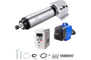 ZHONG HUA JIANG Kit motore mandrino CNC, 220V 1.5KW 65mm raffreddato ad acqua Motore CNC + 220V 1.5KW VFD + Supporto del morsetto + Pompa dell'acqua + tubo dell'acqua + ER11 Colletto set + punte + fili + chiavi