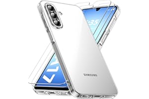 caslord Coque Compatible avec Samsung Galaxy A17 5G Con 2 Verre Trempé, Anti-Jaune Antichoc Anti-Rayures, Transparente TPU Silicone Bumper Case Compatible avec Galaxy A17, Transparent