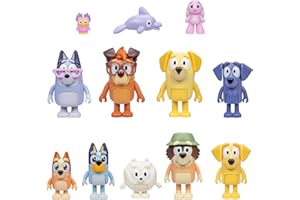 Bluey Pack de 12 Figuras Lo Mejor para Contar Historias, el Set de Juego para Fans, Incluidas Dos exclusivas de Joff y Pom Pom