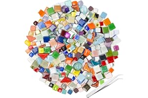 Neikafan 500g Azulejos Ceramica Mosaico Ceramica Kit para Adultos con Pinzas Irregulares Colores Mini Azulejo de Mosaico para Manualidades,Decoración,Interior,Exterior