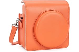 Leebotree Cámara Instantánea Funda de Transporte para Instax Square SQ1 Cámara Instantánea, Bolsa de Transporte Fabricada en Cuero con Correa Ajustable/Desmontable (Terracota Orange)