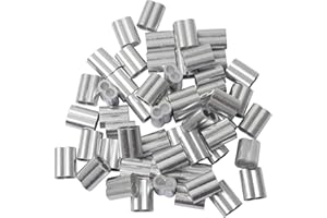 KASURE Lot de 70 manchons de serrage en aluminium - 5 mm - Manchons à sertir - Boucle de sertissage en aluminium pour câble en caoutchouc, corde en acier, corde extensible