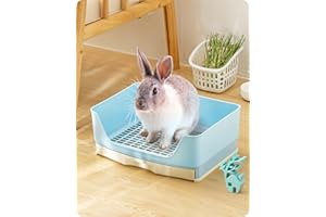 Baffect Bandeja de Basura de Conejo de Esquina Casa de Inodoro de Esquina, Caja de Arena de Jaula de Conejo de Gran tamaño con cajón extraíble para Conejo de Animal L (Azul)