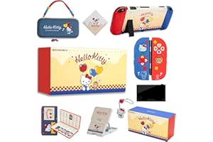 Kuitmor Switch Accessories Bundle for Switch 2017:Carrying Case,Protective Case,Game Card Case,Screen Protector,Playstand,Thumb Grip Caps and More(10 in 1)