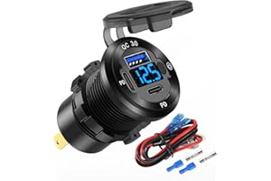 HAPYTRIP Presa di corrente per auto USB C 12V caricatore rapido USB marino a 3 porte, sostituzione impermeabile dell'uscita USB per sigaretta in alluminio con interruttore voltmetro, adatto per auto barca moto