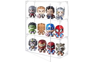 DEZZER Akrylowa witryna ekspozycyjna na przedmioty kolekcjonerskie, 3-poziomowe, przezroczyste pudełko do przechowywania szafek z magnetycznymi drzwiami, pyłoszczelna witryna ekspozycyjna na figurki akcji