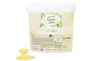 Nortembio Sali di Epsom 100% Fragranza Gelsomino e Limone 6 kg – Fonte Naturale di Magnesio | Con Vitamina C ed E Idratante | Per Bagni Rilassanti, Spa e Cura della Pelle + E-Book Gratuito